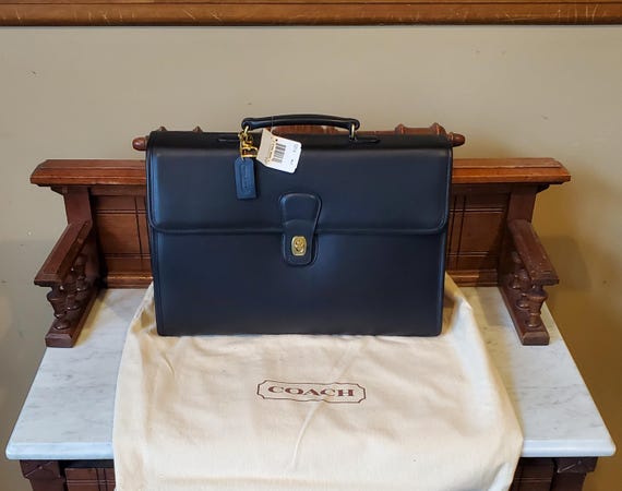 Sale NEVER USED Vintage Coach Fold-over Brief in Black Leather