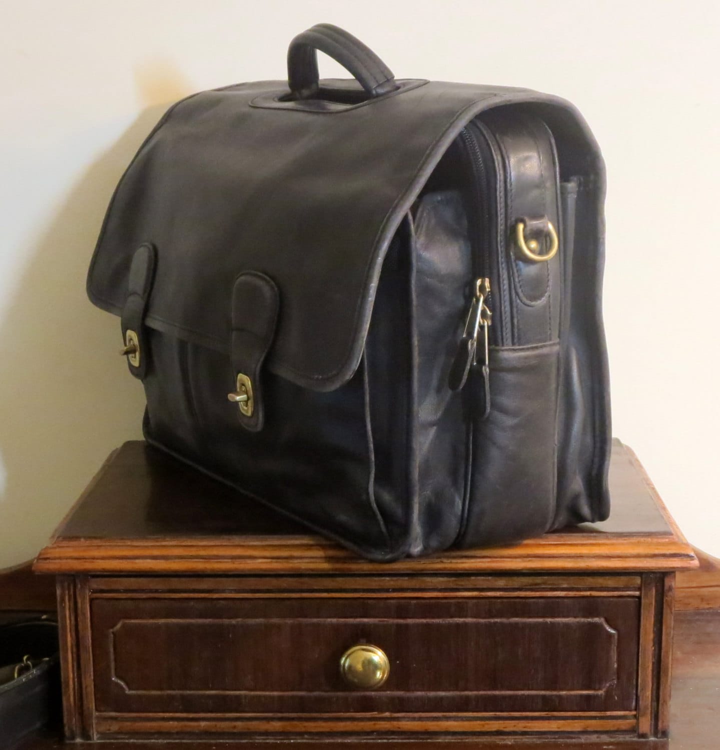 バッグ Coach Vintage Attache Case Black Vintage COACH Diplomat Attache Black Leather Briefcase