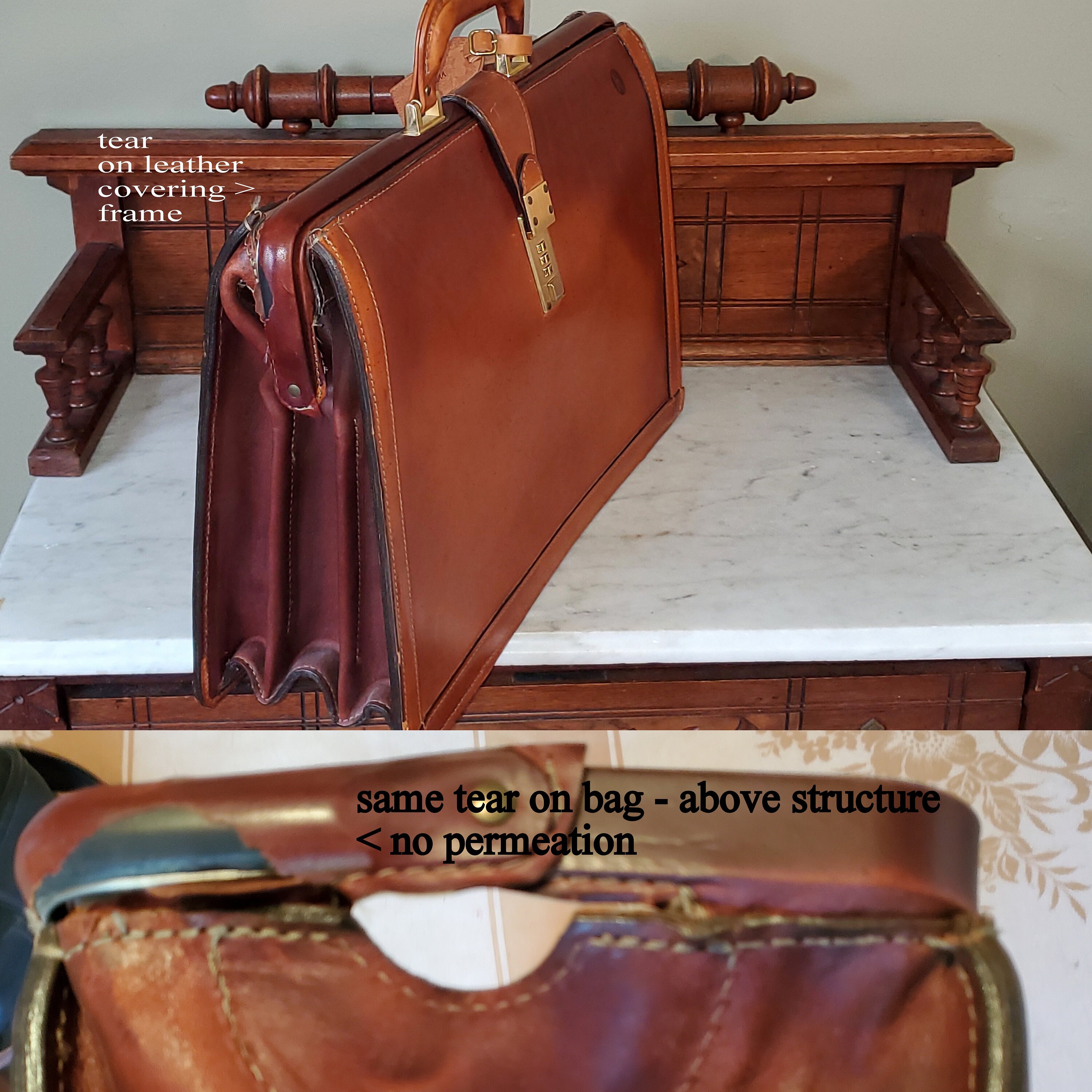 SALE Vintage Hartmann Natural Belting Leather Gladstone Style 