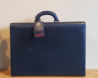 Vintage Tumi Side-Lock 3.5 Inch Briefcase Attaché In Black Leather With Silver Tone Hardware & Dual Combination Locks Style PA 648 VGC