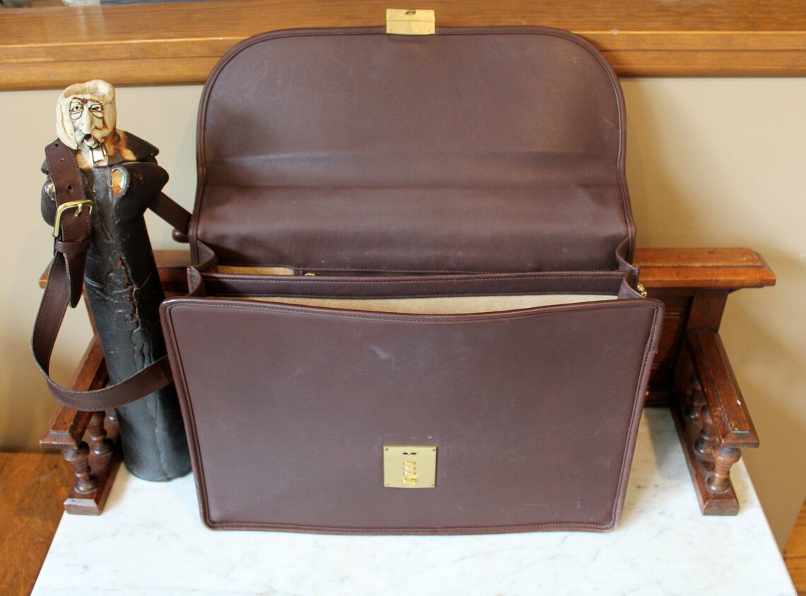 Coach Diplomat Mahogany Leather Briefcase With Brass Hardware Etsy