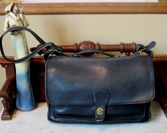 Etsy BDay Sale Coach Metropolitan Black Leather Briefcase With Brass Hardware- Made At The Factory In New York City- U.S.A.