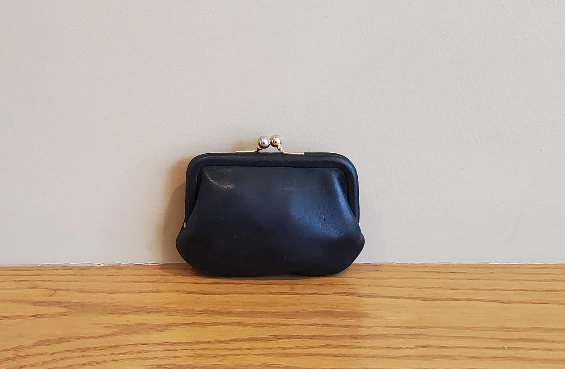 Sale Sale Vintage Coach Kisslock Change Purse in Black Leather