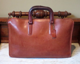 Etsy BDay Sale Coach Handle Portfolio Briefcase Laptop Carrier In Burgundy Leather Made In The Factory In NYC-Boxed And Wrapped- VGC-