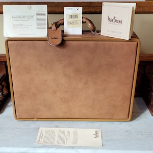 Vintage NEVER USED Hartmann 5" Commute-Tache Briefcase In Durable Camel Vinyl, Belting Leather Trim, Brass Locks Style 4200 A9 - NIB