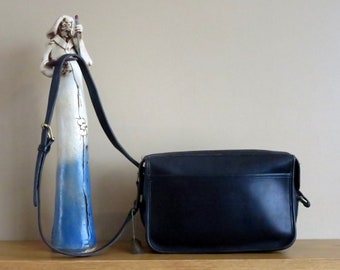 Etsy BDay Sale Coach Carson Zip In Black Leather And Brass Hardware With Crossbody Strap - Style No 9939 - Made In United States- VGC