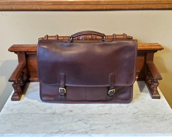 SALE Vintage Coach Wall Street Briefcase In Mahogany Leather With Brass Hardware Style No. 5240 - Made in 'The Factory' In NYC - VGC