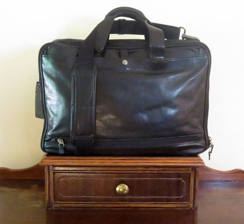 VGC SALE HARTMANN Black Leather Soft Briefcase Attache Laptop IPad Case And Carry On Bag