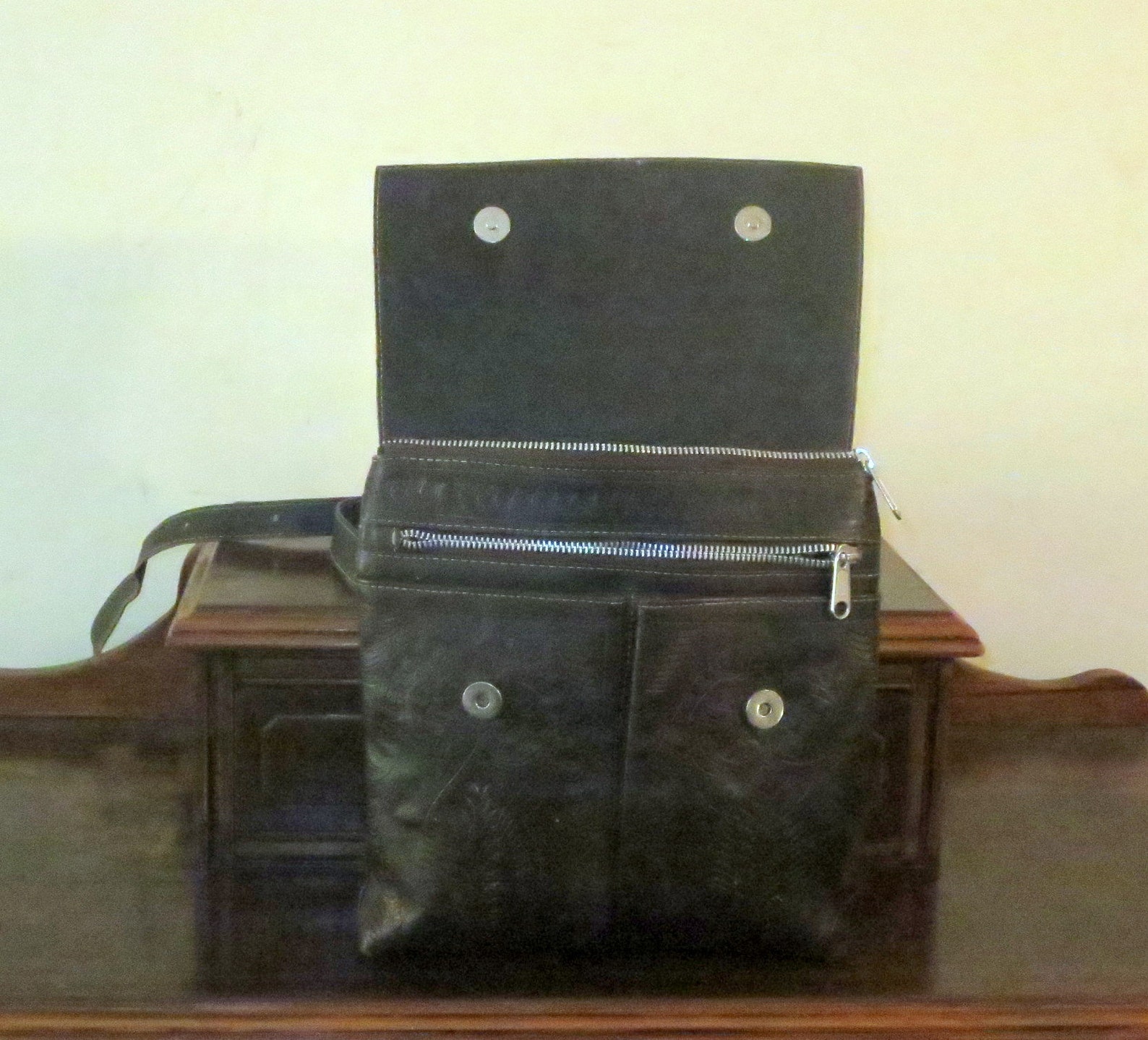 Umhängetasche aus zwei toned Braun & Bronze Leder mit | Etsy