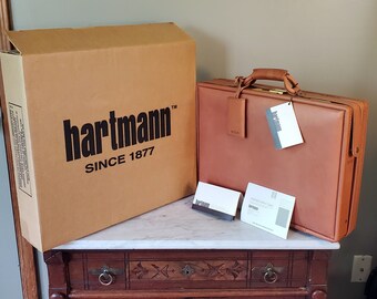 Sale Vintage Hartmann 4700 Belt 580 Deluxe Slender Dispatch Belting Leather 4" Briefcase Attaché - U.S.A. Made - NEVER USED- NIB Tags