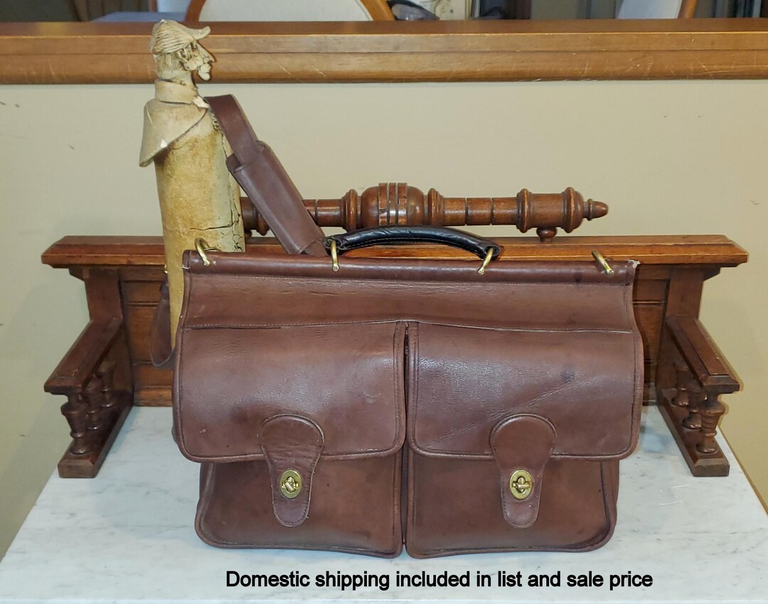 Vintage Coach Kensington Briefcase in Mahogany Leather With Brass Hardware  Crossbody Strap- Style No 5279- Made in -VGC