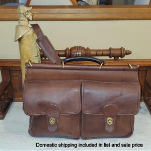 Porte-documents vintage Coach Kensington en cuir acajou avec garnitures en laiton et bandoulière - Modèle n° 5279 - Fabriqué aux États-Unis - VGC