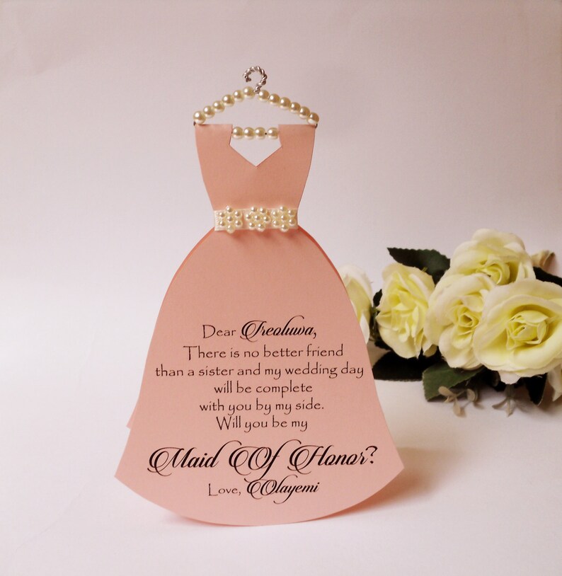 BLACK WEEKEND SALE Bridesmaid Invitation Will you be my Bridesmaid Card Dress invitation Bridal Shower Flower girl Maid of honor Dress Card