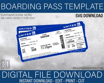 Boarding Pass Template 8 - SVG File - Digital Download