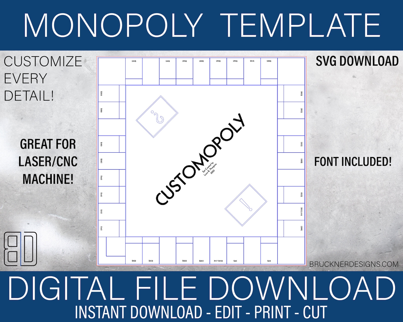Custom Monopoly Board Template SVG File Digital Download Etsy Custom Monopoly Board Template SVG File Digital Download Etsy