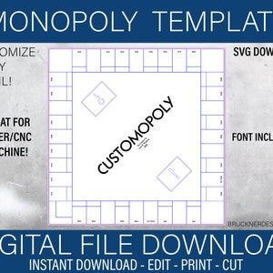 Custom Monopoly Board Template - SVG File - Digital Download