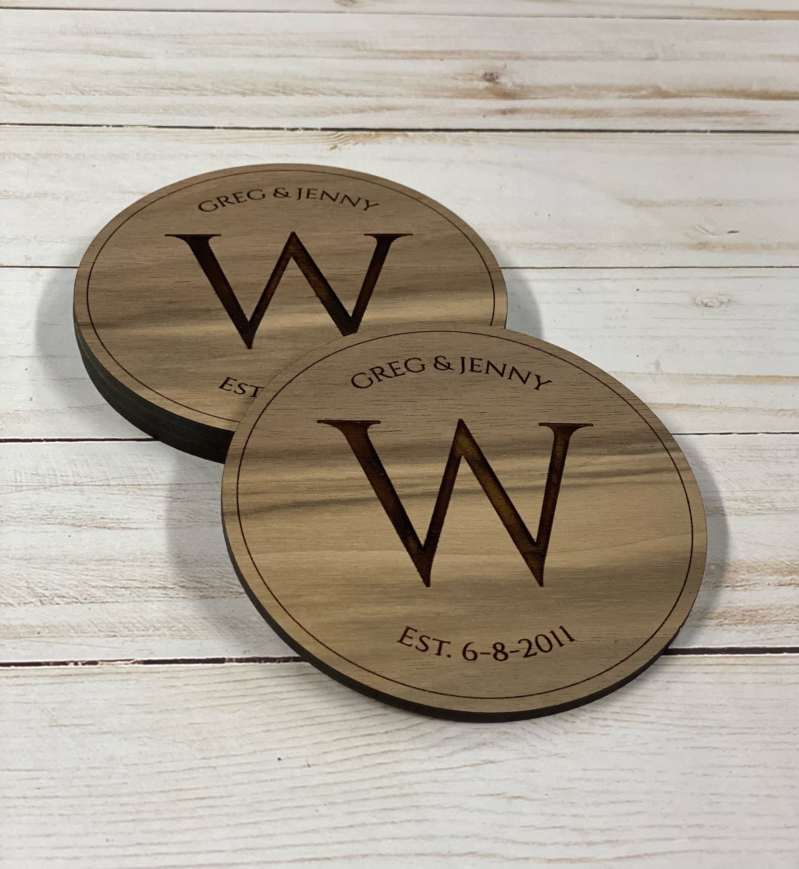 Personalized Walnut Wood Coasters Etsy