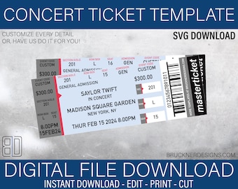 Concert Ticket Template - SVG File - Digital Download