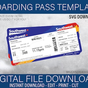 Boarding Pass Template 5 - SVG File - Digital Download