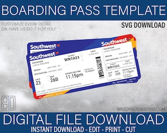 Boarding Pass Template 5 - SVG File - Digital Download