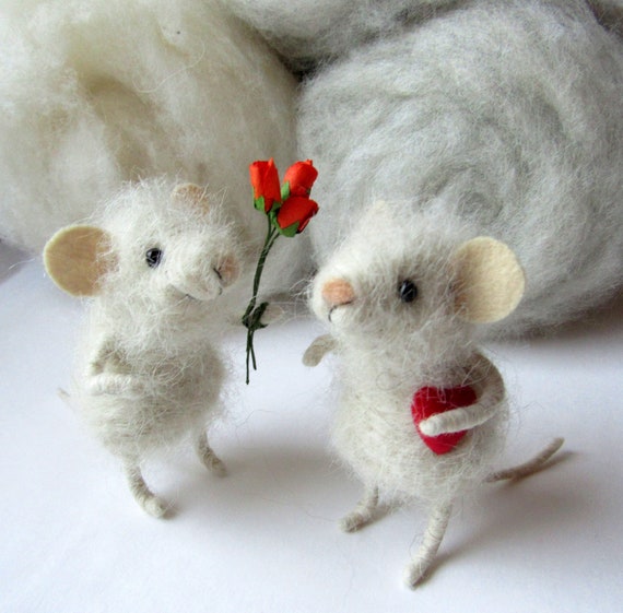 Cute Mouse Wool Mouse Fluffy White Felt Mouse Baby Sweet Toy Etsy
