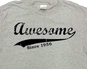 Funny Birthday T Shirt 70th Birthday Shirt 70 Years Old Custom Gifts Bday TShirt 70 Birthday Awesome Since 1956 Custom Year Mens Ladies Tee