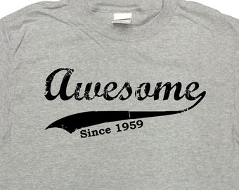 Lustiges Geburtstags-T-Shirt, 65. Geburtstagsgeschenk, 65 Jahre alt, individuelles T-Shirt, B-Tag, Bday-T-Shirt, B-Tag, fantastisch seit 1959, individuelles Jahr, Herren-Damen-T-Shirt