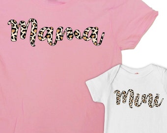 Leopard Print TShirt Mama And Mini Mommy And Me Shirts Mothers Day Gift For Mom And Daughter Matching Outfits Animal Print Tees - SA1517-18