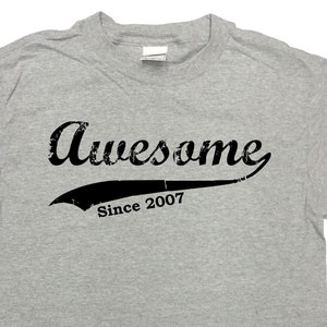 Funny Birthday T Shirt 18th Birthday Gift Custom Year Bday Present B Day Shirt 18 Years Old Awesome Since 2007 Custom Year Mens Ladies Tee