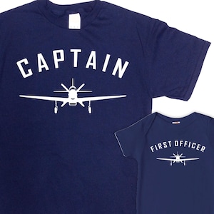 Dad And Me Shirts Father Son Gift Pilots Fathers Day Present Matching Daddy Daughter T Shirts Aviation Captain And First Officer -SA1648-49
