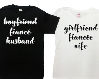 Chemises mari femme T-shirts lune de miel Cadeau de mariage parfait Tenues de couple assorties T-shirt M. et Mme Anniversaire T-shirts pour lui et elle - SA1620-829