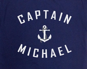 Captain T Shirt Custom Name Boating TShirt Sailing Gifts Nautical Anchor Boat Captain Sailor T-Shirt Grandpa Dad Gift Ideas Mens Tee - SA367