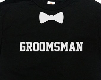 Groomsman Shirt Bow Tie T Shirt Groomsmen Shirt Wedding Party Stag Party Bachelor Party Shirt Funny Groom Best Man Shirt Mens Tee - SA335