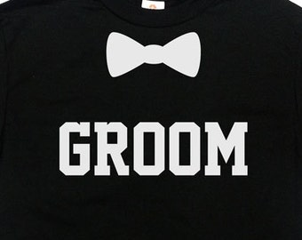 Groom T Shirt Bow Tie Bachelor Party T-Shirt Wedding TShirt Wedding Party Rehearsal Dinner Wedding Party Gift Bachelor Party Mens Tee-SA332