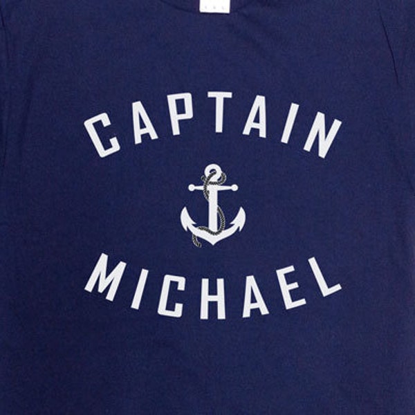 Captain T Shirt Custom Name Boating TShirt Sailing Gifts Nautical Anchor Boat Captain Sailor T-Shirt Grandpa Dad Gift Ideas Mens Tee - SA367