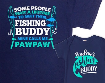 Grandpa And Grandson Shirts Fishing Gifts For Grandpa T Shirt Grandpa And Me Gifts For Fishermen TShirt Paw Paw Matching Set - SA1279-80