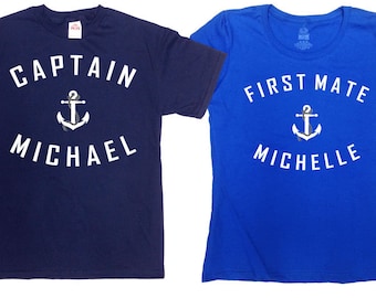 Matching Couple Shirts Nautical TShirt Mrs And Mrs T-Shirt Sailing Gift His And Hers T Shirt Captain And First Mate Anchor Boating SA367-539