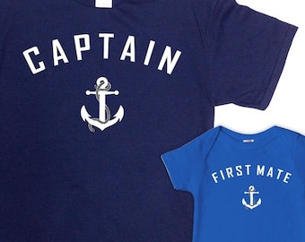 Father Son Matching Shirts Dad And Baby Gift Daddy Daughter Shirts Daddy And Me Outfit Family T Shirt Captain And First Mate - SA227-28