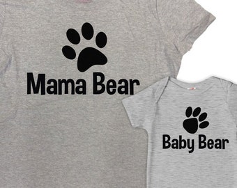 Mommy And Me Outfits Matching Mother Daughter Shirts Mother And Son Gift Mom And Baby T Shirt Mother's Day Mama Bear Baby Bear - SA61-617