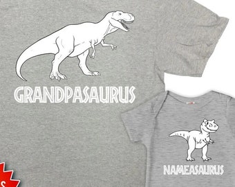 Grandpa And Grandson Shirts Custom Name Grandpa And Granddaughter Shirts Gift For New Grandfather Grandpasaurus Babysaurus - SA284-1267