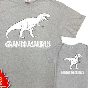 Grandpa And Grandson Shirts Custom Name Grandpa And Granddaughter Shirts Gift For New Grandfather Grandpasaurus Babysaurus SA284-1267 image 1