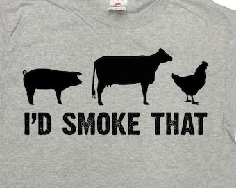 Funny BBQ T Shirt Fathers Day Gift Ideas For Dad TShirt Grilling Gifts For Men Chef T-Shirt Cooking Outfit Barbecue I'd Smoke That - SA1496