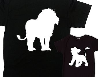 Matching Father And Son Shirts Dad And Daughter Gifts Daddy And Me Outfits Family TShirts Father And Baby Fathers Day Lion Cub - SA1054-1055