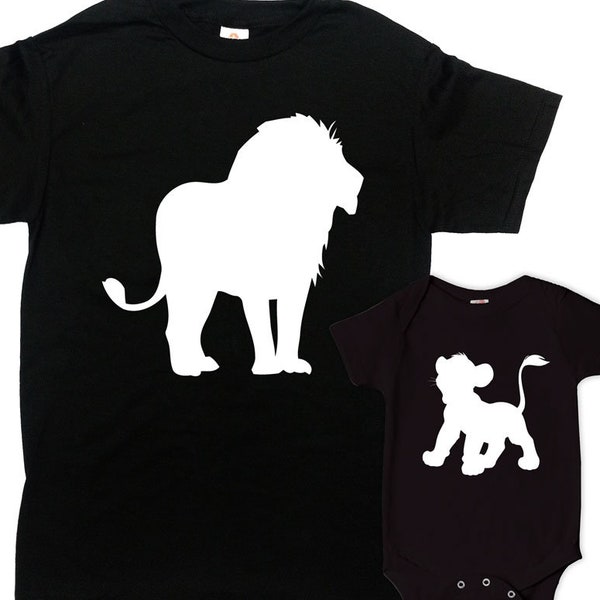 Matching Father And Son Shirts Dad And Daughter Gifts Daddy And Me Outfits Family TShirts Father And Baby Fathers Day Lion Cub - SA1054-1055