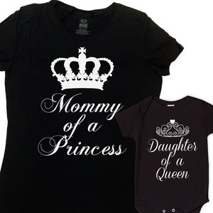 Mother Daughter Shirts Matching Family Outfit Family T Shirts Mommy And Me Clothing Mommy Of A Princess Daughter Of A Queen - SA619-620
