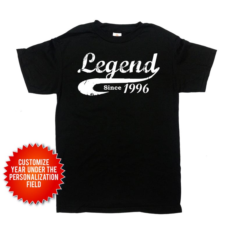 Funny Birthday Shirt Birthday Gift Ideas 30th Birthday Gift 30 Years Old Custom T Shirt Bday Legend Since 1996 (Any Year) Mens Ladies Tee image 1