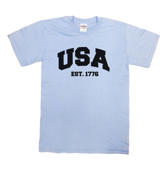 USA Shirt July 4th T Shirt Fourth of July TShirt USA America T-Shirt Patriotic Gifts American USA Established 1776 Mens Ladies Tee - SA280