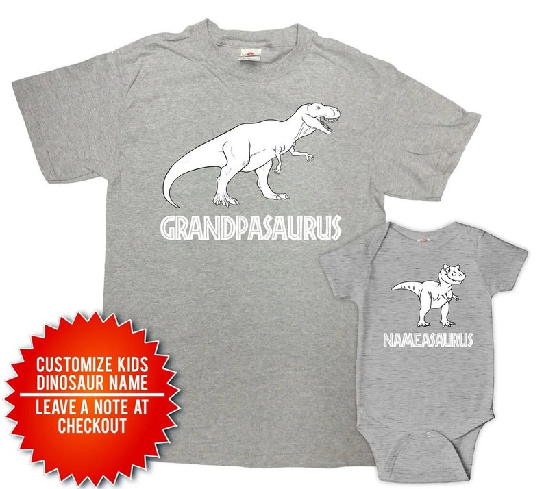 Grandpa And Grandson Shirts Custom Name Grandpa And Granddaughter Shirts Gift For New Grandfather Grandpasaurus Babysaurus SA284-1267 image 1