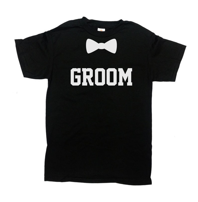 Groom T Shirt Bow Tie Bachelor Party T-Shirt Wedding TShirt Wedding Party Rehearsal Dinner Wedding Party Gift Bachelor Party Mens Tee-SA332 image 1