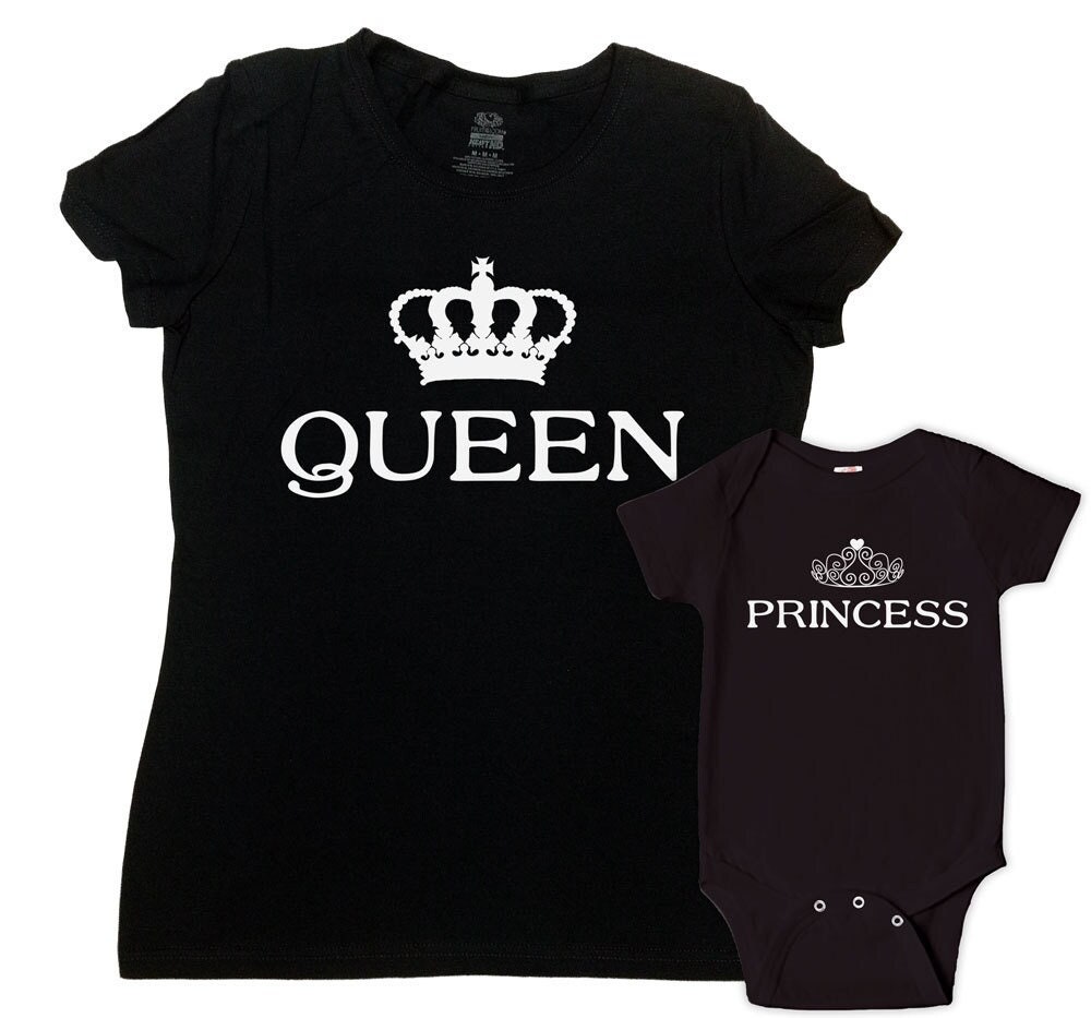 Mother Daughter Shirts Mommy and Daughter Matching Outfit Mommy And Me Clothing Mom And Baby Gift Matching Set Queen And Princess -SA629-630